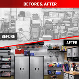 Slatwall Panel Garage Wall Organizer: Heavy Duty Wall Mounted PVC Wall Rack, Interlocking Slat Wall Paneling for Garage Wall Storage, Slatwall Board, DLDIRECT