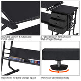 Topeakmart Height Adjustable Drafting Table Art Craft Desk Work Station Hobby Design Studio Tiltable Tabletop Drawing Desk with Stool & Storage Topeakmart