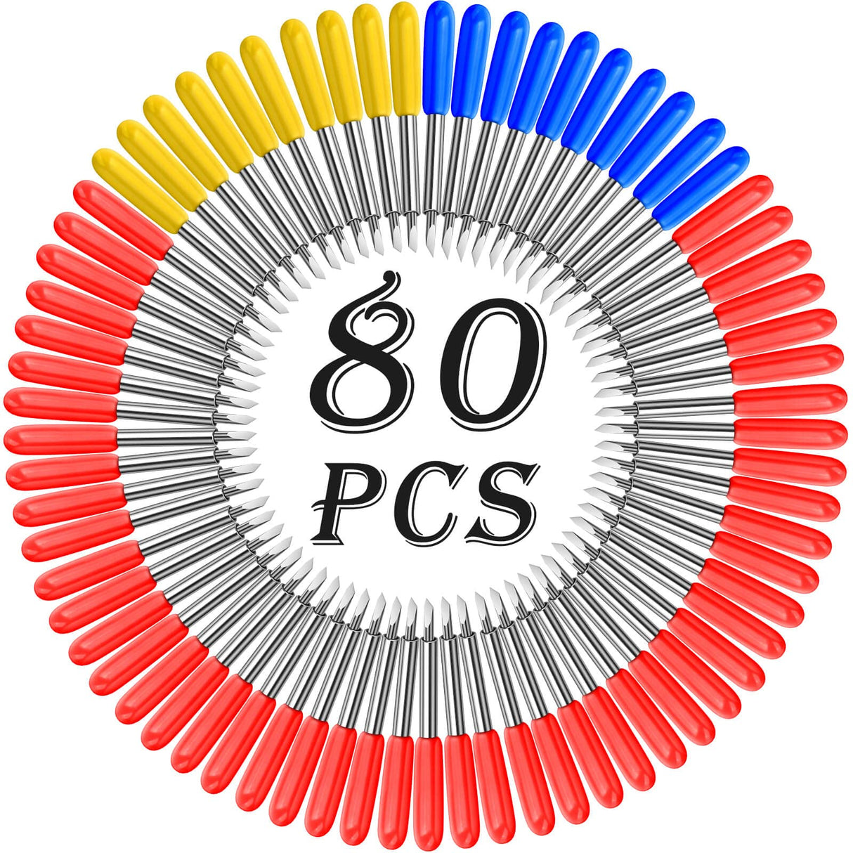 Cludoo 80PCS Replacement Blades for Cricut Blades for Explore Air 2/Air 3/Maker/Maker 3/Expression, 60PCS 45° Standard Blades, 10 PCS 30° Fine Point Cludoo