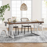 Tribesigns Farmhouse Dining Table for 6 People, 70.8-Inch Rectangular Wood Dining Table, Rustic Kitchen Table with Heavy Duty Metal Legs for Dining Tribesigns