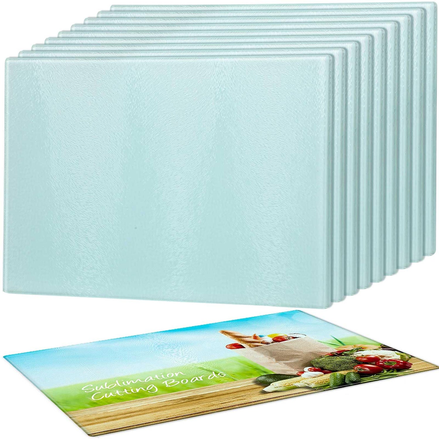 Nuenen 10 Pcs Sublimation Glass Cutting Boards Blanks for Kitchen Textured Sublimation Tempered Glass Cutting Boards Anti Slip Heat Resistant Cutting Nuenen