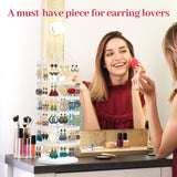 MODOWEY 6 Tier Rotating Earring Holder Organizer, Adjustable Metal Earring Display Stand Storage Rack, 264 Holes Earring Tree Organizer for Women MODOWEY