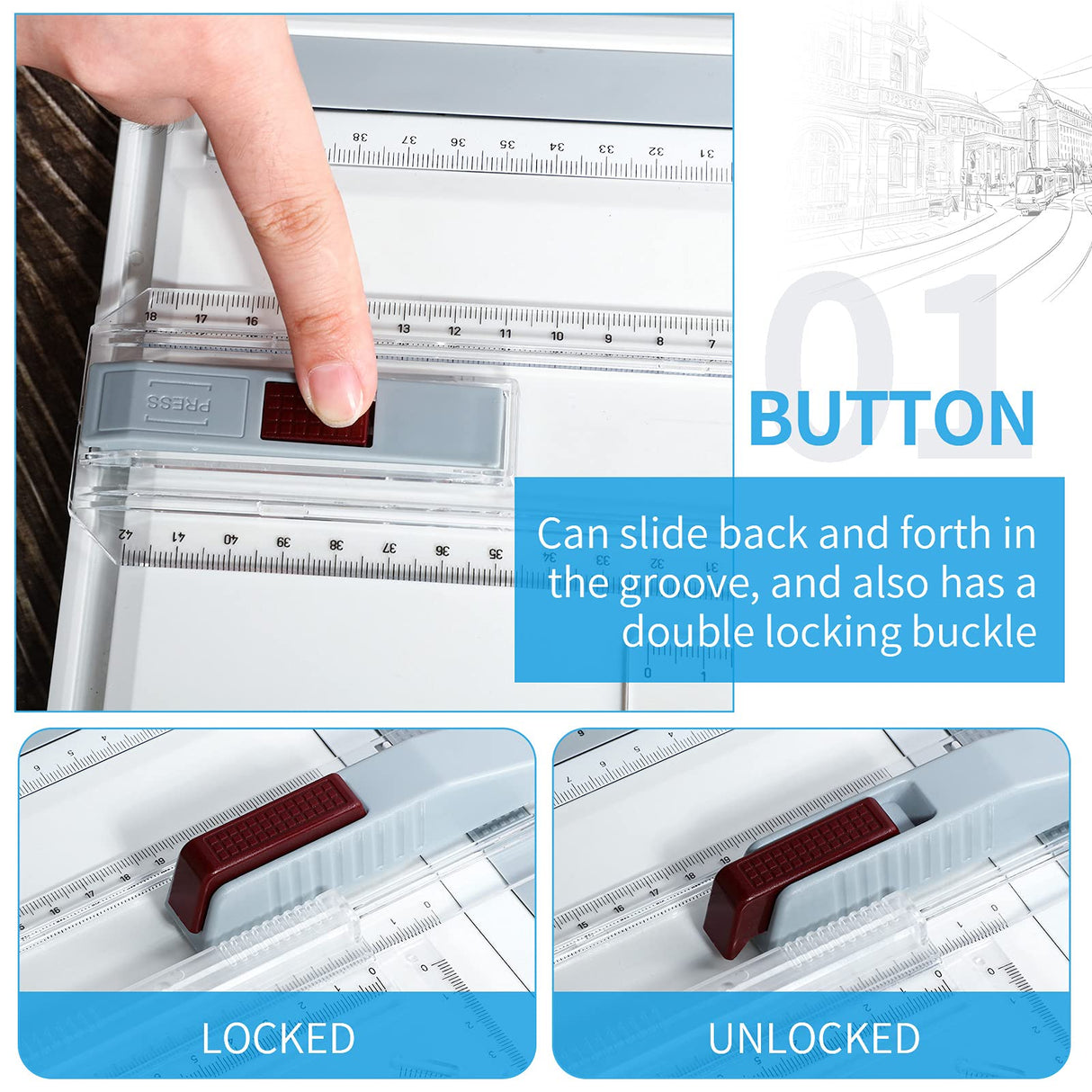 A3 Portable Drawing Board, Multi-Function Metric Drafting Table with Clear Rule Parallel Motion and Angle Adjustable Measuring System Zonon