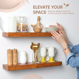 Homeforia Rustic Farmhouse Floating Shelves - Bathroom Wooden Shelves for Wall Mounted - Thick Industrial Kitchen Wood Shelf - 24 x 6.5 x 1.75 inch - Homeforia