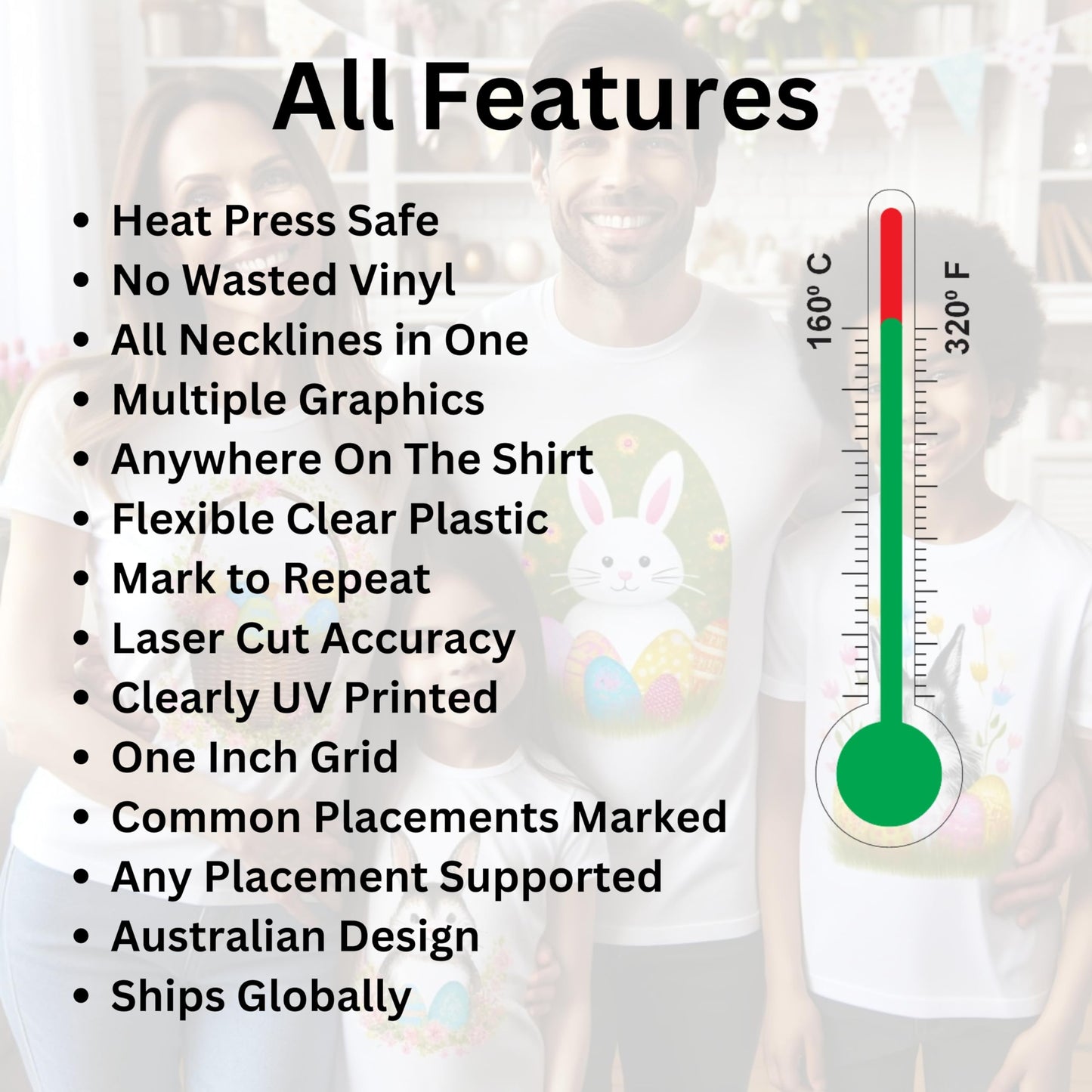 Heat Press Safe Tshirt Pressing Guide for Vinyl Alignment and Accurate Placement Shirt Neck and Chest. an All-in-one t Shirt Ruler Guide for Heat - WoodArtSupply