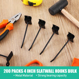 Yaocom 200 Pcs Slatwall Hooks Bulk Metal Slat Wall Hanging Hooks Panel Display Hooks Slatwall Hooks and Hangers for Garage Shop Retail Display Yaocom