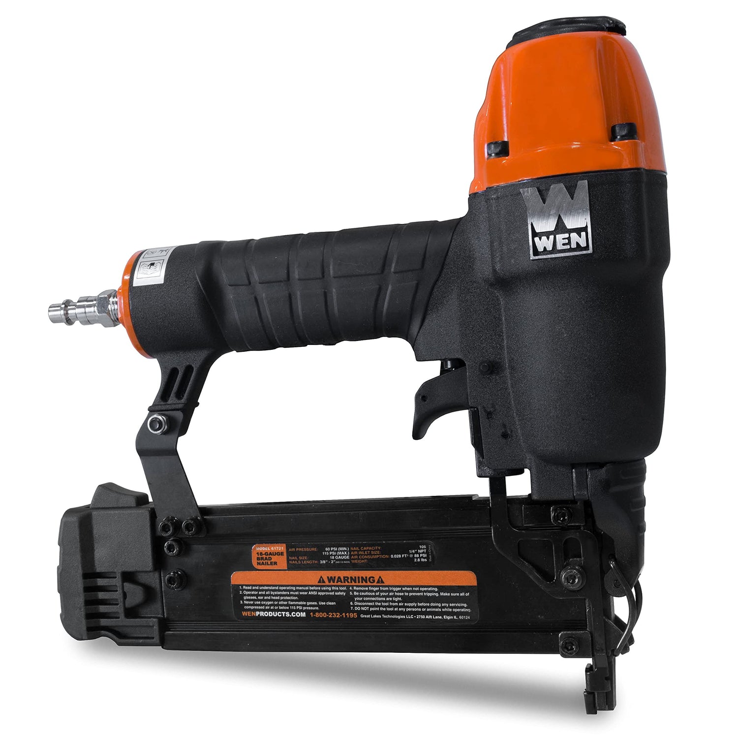 WEN 61721 18-Gauge 3/8-Inch to 2-Inch Pneumatic Brad Nailer WEN