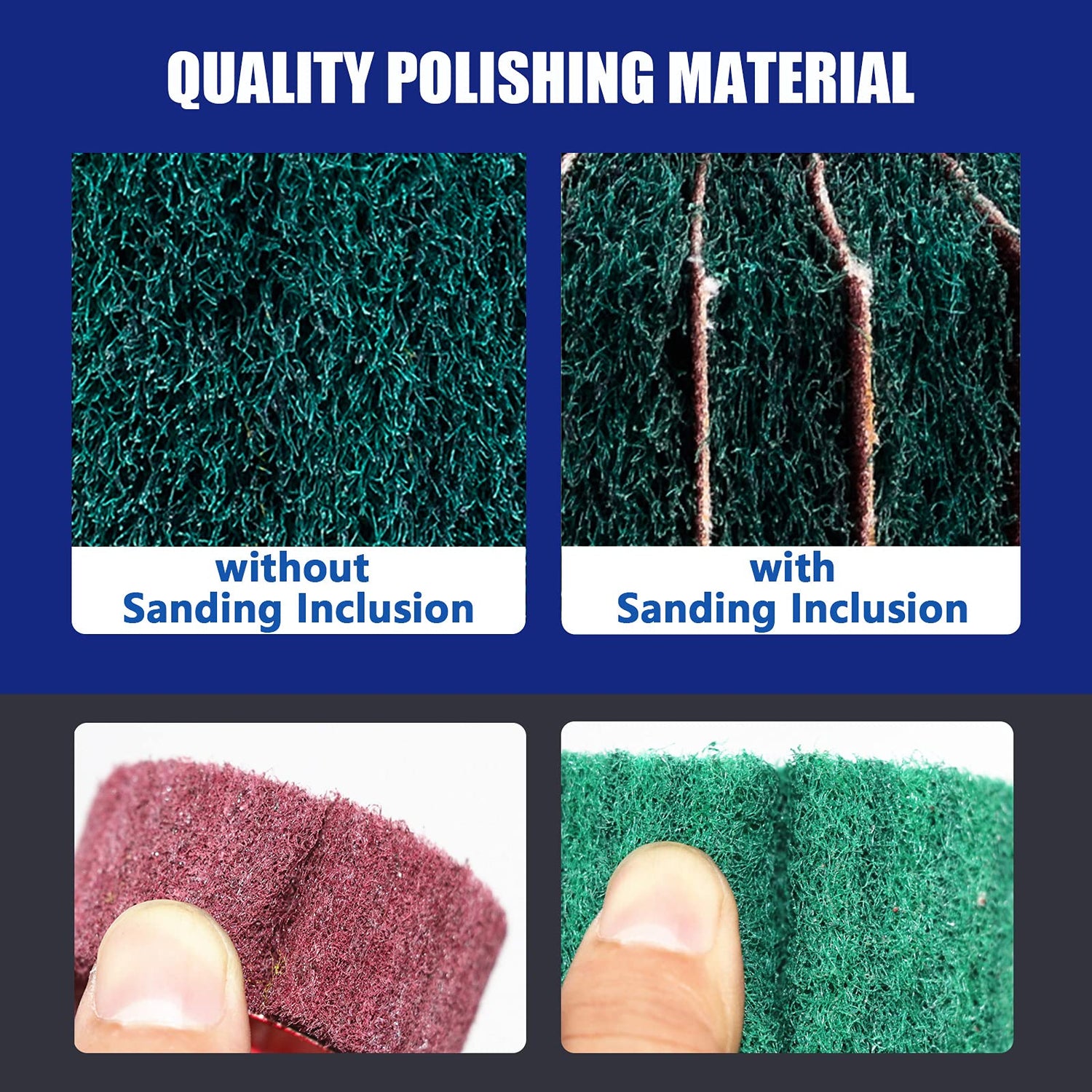 Glarks 10 Pack Non Woven Abrasive Wheel Drill Buffing Attachment Set, Red and Green Scouring Pads Power Scrubber Cleaning Kit with 1/4" Shank for Glarks