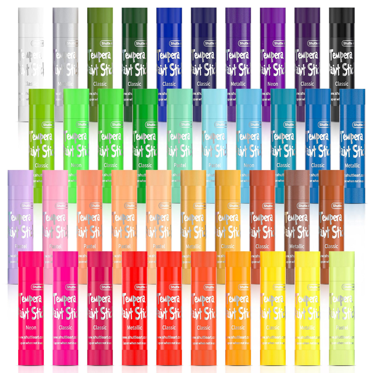 Tempera Paint Sticks, 40 Colors Solid Tempera Paint for Kids, Super Quick Drying, Works Great on Paper Wood Glass Ceramic Canvas Shuttle Art