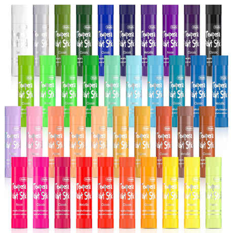 Tempera Paint Sticks, 40 Colors Solid Tempera Paint for Kids, Super Quick Drying, Works Great on Paper Wood Glass Ceramic Canvas Shuttle Art
