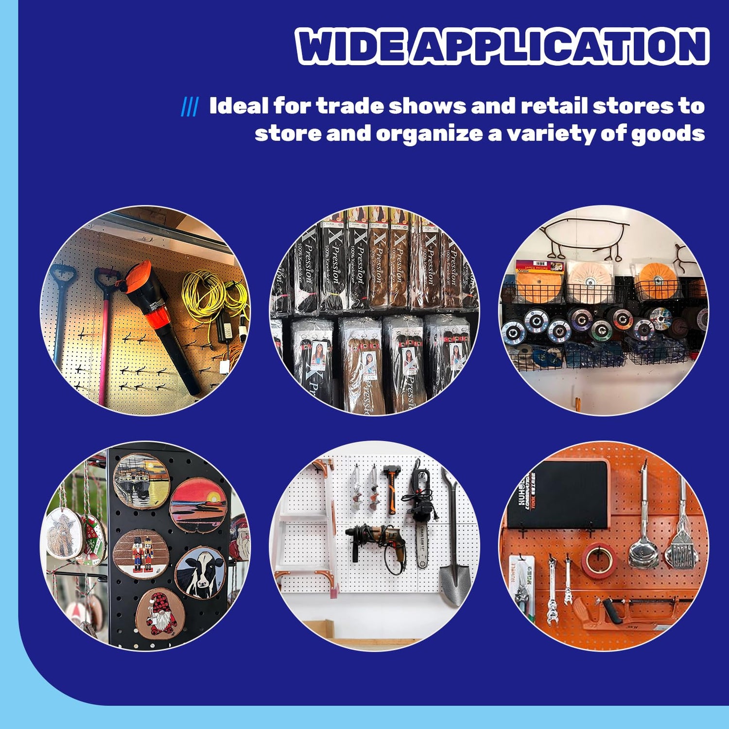 Waltool 40Pcs 8" /200mm Stainless Steel Pegboard Display Hooks Bulk Set, Black Garage Organization Peg Wall Hook Metal Slatwall Panel Hook Fit 1/8 Waltool