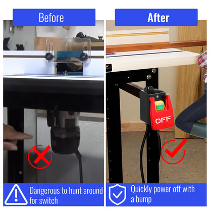 Dreyoo 1 Pack 110V to 120V Single Phase On/Off Switch, Router Table Switch with Large Stop Sign Paddle Easy Contact for Fast Power Off for Table Saws - WoodArtSupply