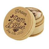 The Wedding Party Store, Custom Engraved Ring Box Holder - Personalized Rustic Round Wood Ring Bearer Wedding Box The Wedding Party Store