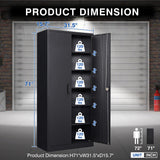 BYNSOE Metal Garage Storage Cabinet with Lock and 5 Adjustable Shelves, Steel Tool Cabinets with Locking Door for Home, School, Office, Garage BYNSOE