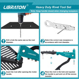 Libraton Heavy Duty Rivet Gun, Pop Rivet Gun Set, Professional Hand Riveter, Manual Riveting Tool with 110Pcs Rivets and 4 Interchangeable Heads, for LIBRATON