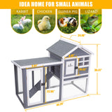 GEGURI Rabbit Hutch Indoor Rabbit Cage Outdoor, Chicken Coop Bunny Cage with Waterproof Roof, Pull Out Tray, Predator-Resistant Fencing GEGURI