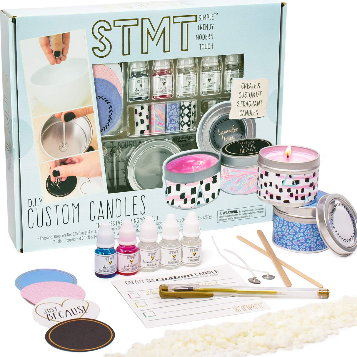 STMT D.I.Y. Custom Candles, Candle Maker Kit, DIY Candle Making Set, Make Your Own Candle Starter Kit for Kids, Ages 8+, Colors may vary STMT