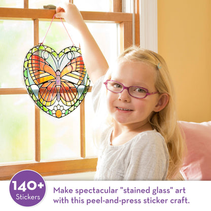 Melissa & Doug Stained Glass Made Easy Activity Kit: Butterfly - 140+ Stickers - Kids Sticker Stained Glass Craft Kit; Sun Catchers For Kids Ages 5+ - WoodArtSupply