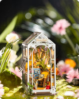 Rolife DIY Book Nook Kit Garden House, DIY Miniature Booknook Kit 3D Creative Decorative Bookend Bookshelf Insert 3D Puzzle for Adults, Rolife
