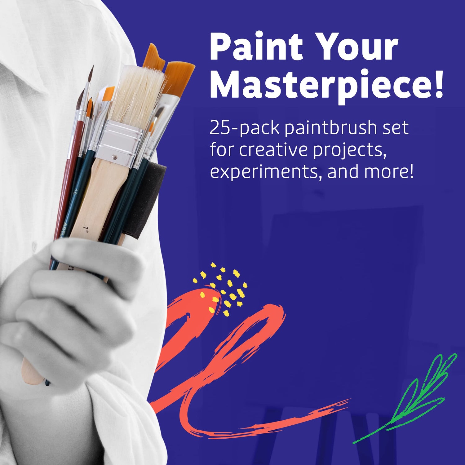 Artlicious Paint Brushes - Acrylic Paint Set and Detail Paint Brushes for Kids - Use with Craft, Watercolor, Oil, Gouache Paints, Face Art, Washable Artlicious