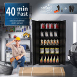 Yizosh Metal Storage Cabinet with Lock - 72" Garage Storage Cabinet with 2 Locking Doors and 5 Adjustable Shelves, Black Steel Lockable File Cabinet Yizosh