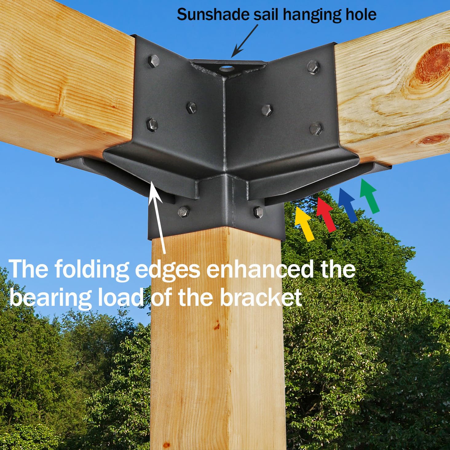 Antsky Stainless Steel 3-Way Right Angle Corner Pergola Bracket with Screws for 4x4 Inch(Actual: 3.5x3.5 Inch) Wood Beams，Pergola/Gazebo Kit (4 Pack) Antsky