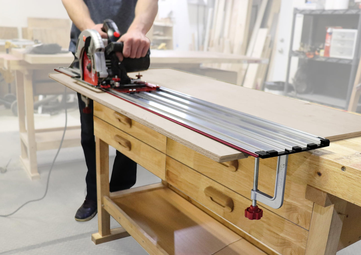 Milescraft Track Saw Guide - Universal for 7-1/4" Circular Saws, 50" Cutting Range, 2" Depth, Aluminum - WoodArtSupply