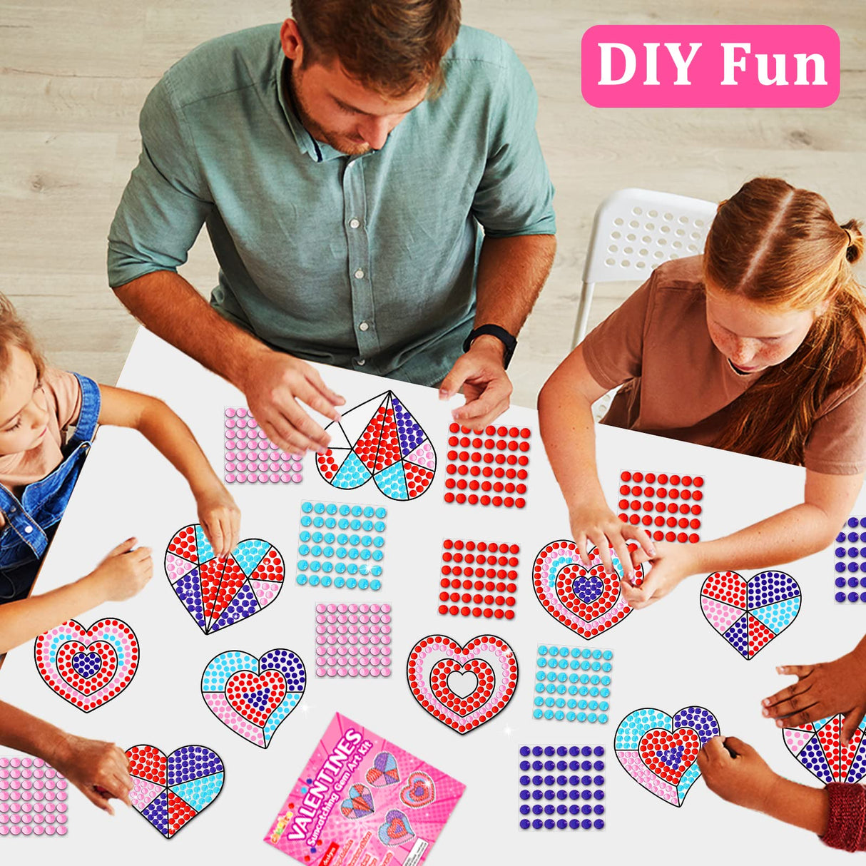 Valentines Day Gift for Kids, Valentine's Day Arts and Crafts, Sun Gemmers Art Crafts Suncatcher Kits for Children Teenagers Kids at 6-8, DIY Diamond chiazllta
