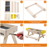 Boulphia Chicken Feeders and Waterers, Chicken Feeder No Waste Kit with Chicken Picnic Table and 2 Chicken Water Feeder, Handmade Wooden Chicken Boulphia