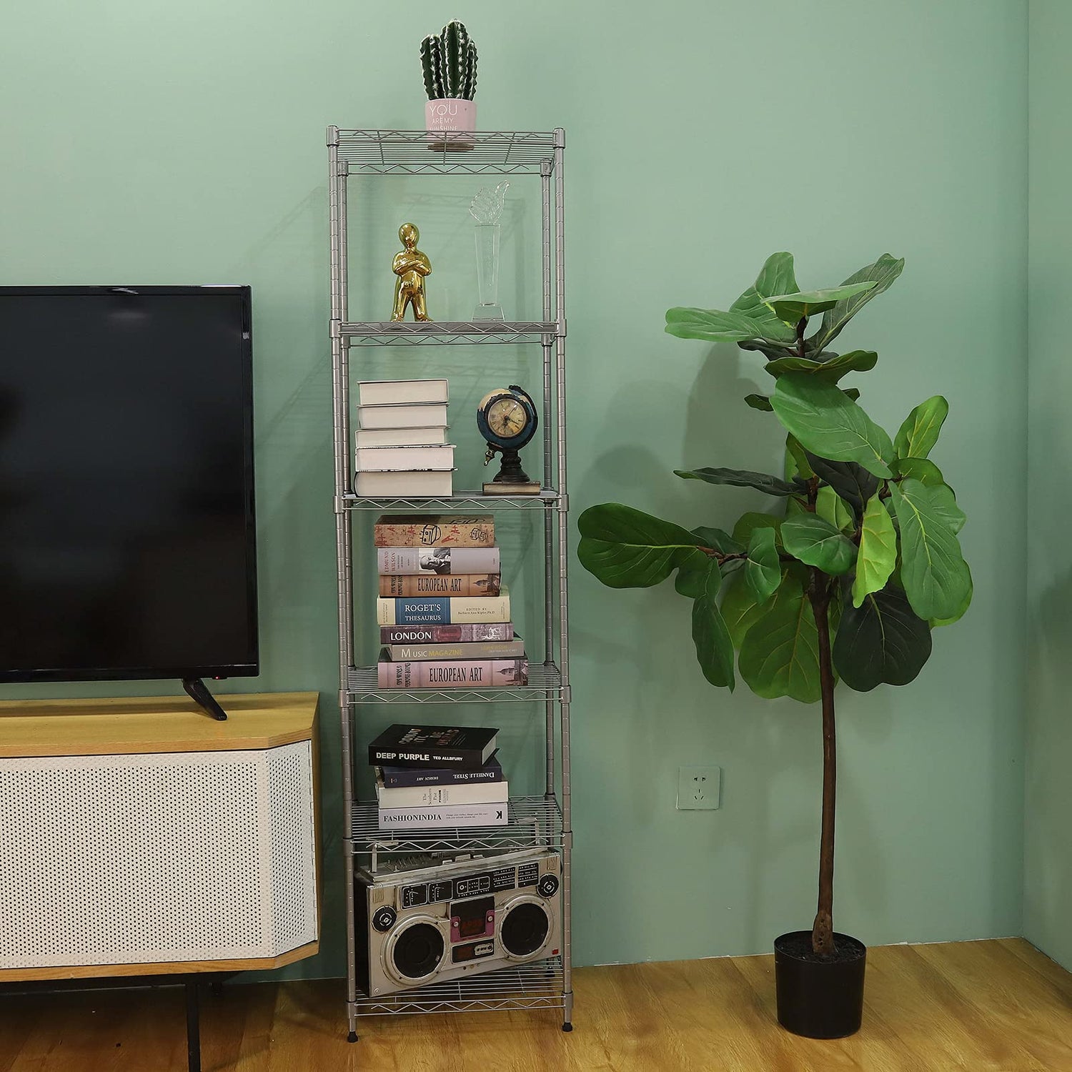 GIOTORENT 6-Tier Standing Shelving Metal Units, Adjustable Height Wire Shelf Display Rack for Laundry Bathroom Kitchen 16.6” x 11.6” x 63” GIOTORENT