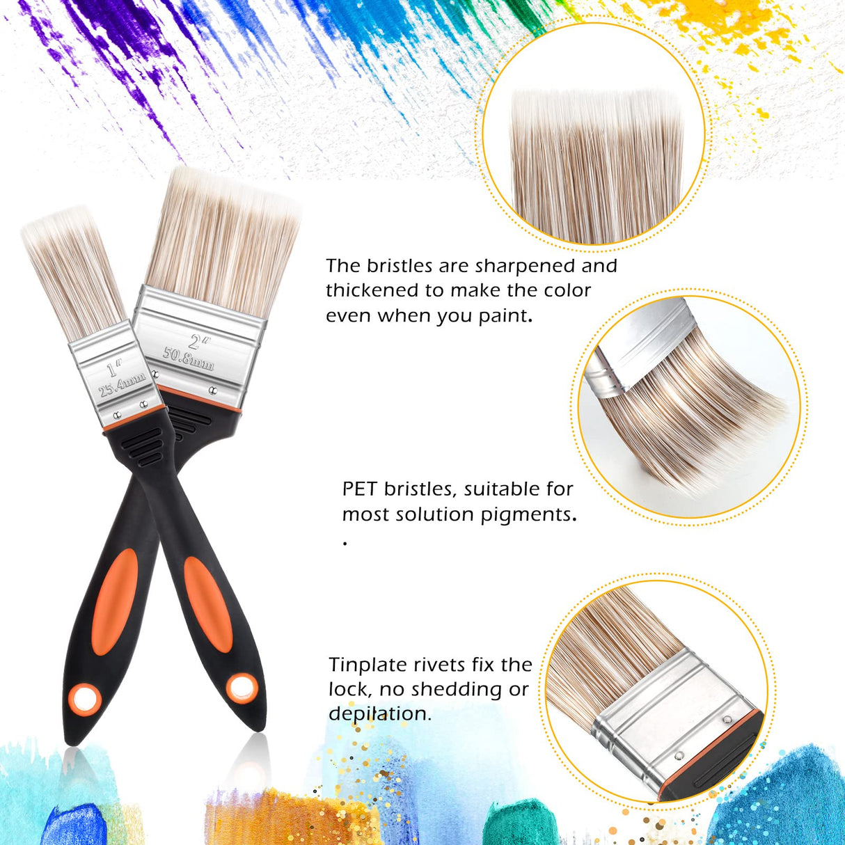 5 Pieces Painting Knife Set Background Blender Brush and Fan Blender Artist Brush Stainless Steel Palette Knife 2 Inch and 1 Inch Landscape Brush for CHENGU