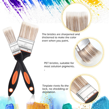 5 Pieces Painting Knife Set Background Blender Brush and Fan Blender Artist Brush Stainless Steel Palette Knife 2 Inch and 1 Inch Landscape Brush for CHENGU