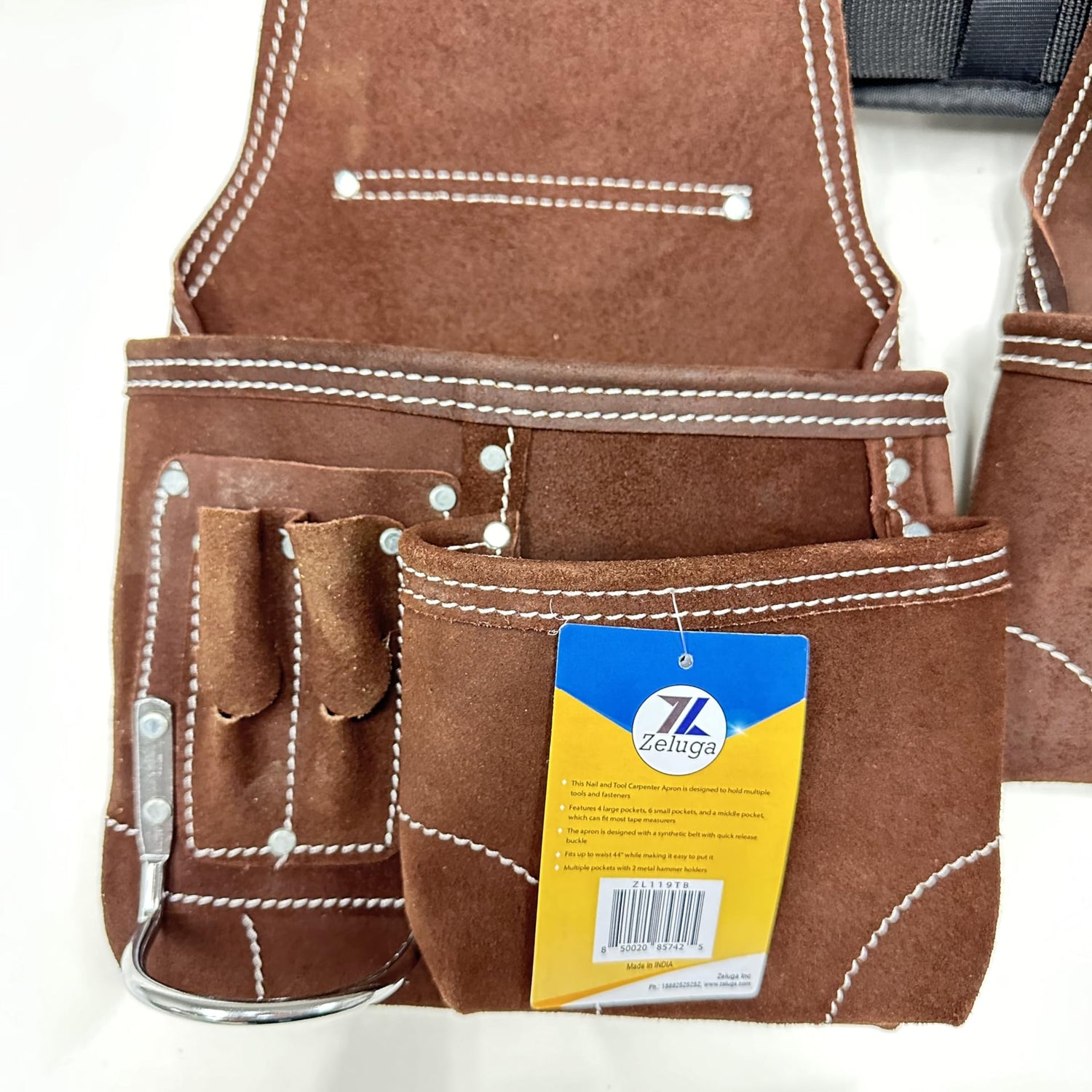 Zeluga 20-119 11 Pocket Rigger Heavy Duty Leather Tool Bag Kit, Brown Zeluga