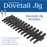 Peachtree Dovetail Jig System with One Flush Trim Router Bit One Dovetail Router Bit and Aluminum Jig Template with Full Color Instructions Peachtree Woodworking Supply