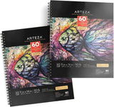 ARTEZA Mixed Media Sketchbook, 11 x 14 Inches, Pack of 2, 110lb/180gsm Mixed Media Paper, 120 Sheets, Spiral-Bound Multi Media Pads, Art Supplies for ARTEZA