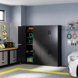 Letaya Metal Storage Cabinet with Lock Door, Adjustable Shelf Steel Cabinets for Office, Home,Pantry,Kitchen,Garage Utility Cabinet (4 Door-Black) Letaya