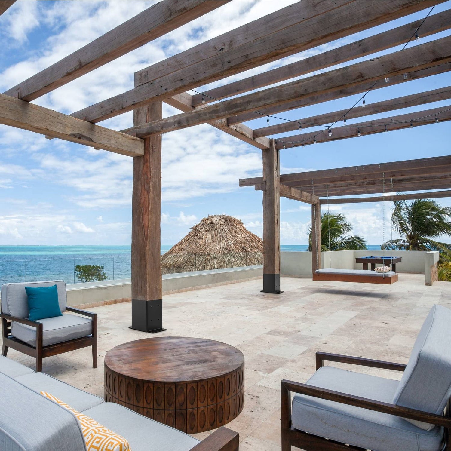 YVHFWOY 4x4 Post Base ，Railing Post Brackets(Inner Size 3.6"x3.6")，Black Powder Coated Heavy Thick Steel Fence Post Anchor for Deck Porch Handrail YVHFWOY