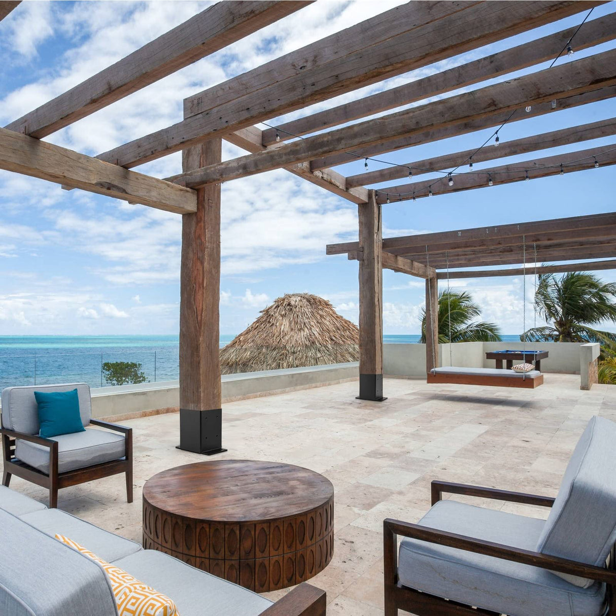 YVHFWOY 4x4 Post Base ，Railing Post Brackets(Inner Size 3.6"x3.6")，Black Powder Coated Heavy Thick Steel Fence Post Anchor for Deck Porch Handrail YVHFWOY