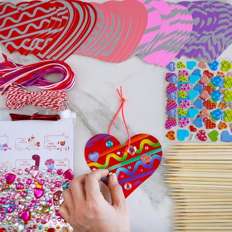 Winlyn 32 Sets Colorful Magic Color Scratch Valentine Hearts Ornaments Decorations Valentine Scratch Art Hearts Valentine's Day Craft Kits for Kids Winlyn