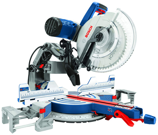 BOSCH GCM12SD 15 Amp 12 Inch Corded Dual-Bevel Sliding Glide Miter Saw with 60 Tooth Saw Blade - WoodArtSupply