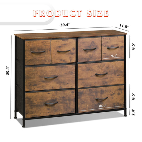 WLIVE Dresser for Bedroom with 8 Drawers, Wide Fabric Dresser for Storage and Organization, Bedroom Dresser, Chest of Drawers for Living Room, WLIVE