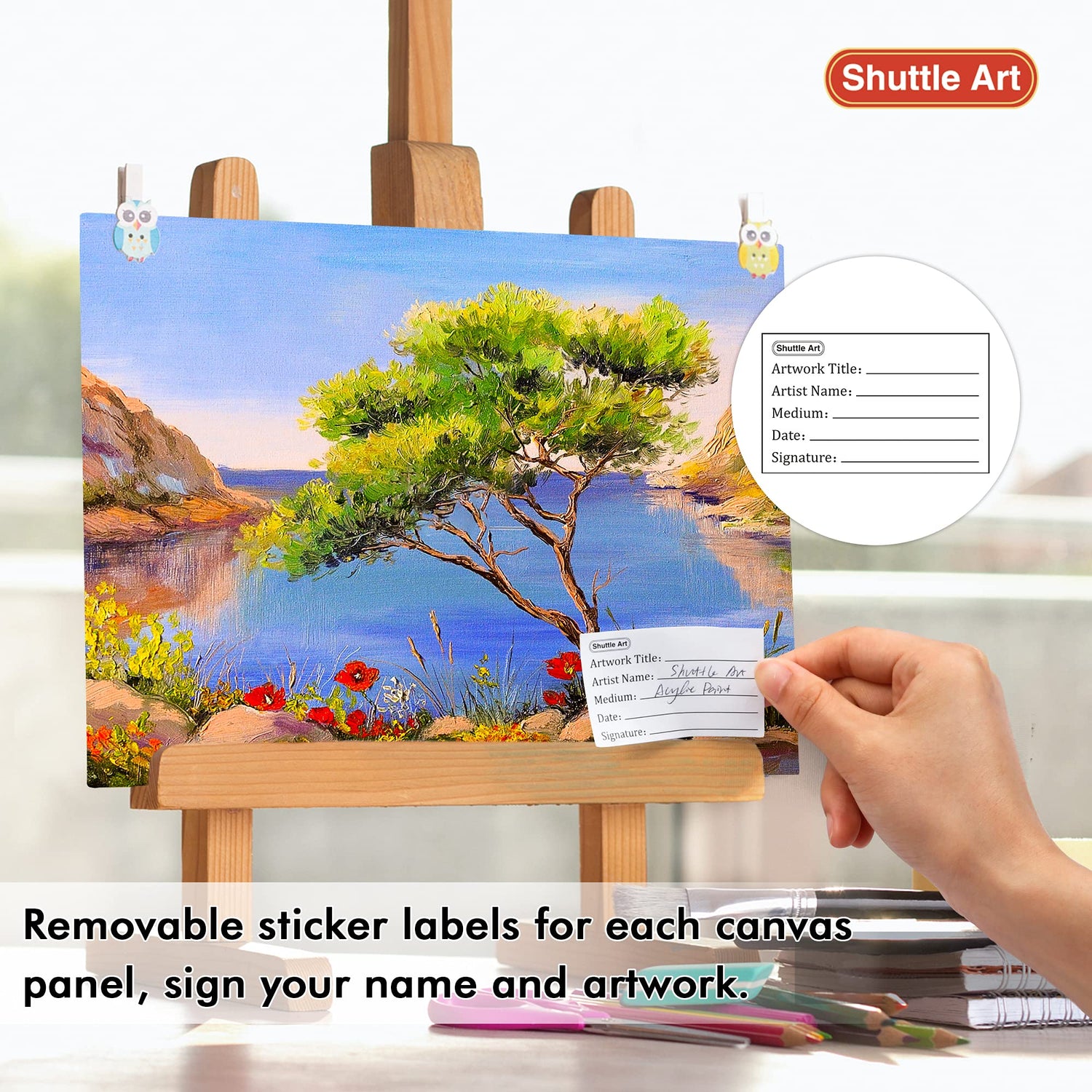 Shuttle Art Canvas Panels and Acrylic Paint Bundle, Art Painting Supplies Set for 50 Colors Acrylic Paint Bottles (60ml/2oz) & 50 Pack Canvas Shuttle Art