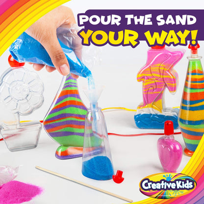 Creative Kids Sand Art Activity Kit for Kids - 10 Sand Art Bottles and 10 Colored Cool Sand Bags + Glitter Sand - Create Your Own Sand Art - DIY Arts