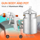 REFINE HVLP Spray Gun, Siphon Air Paint Sprayer Gun with 1.7mm 2mm Nozzle Sets, 1000CC Automotive Paint Gun with Air Regulator, Professional for Car, REFINE