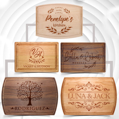 Barika Custom Cutting Boards - Personalized Handmade Engraved Chopping Blocks - Best Unique Anniversary, Wedding, Housewarming, Christmas, New Home - WoodArtSupply