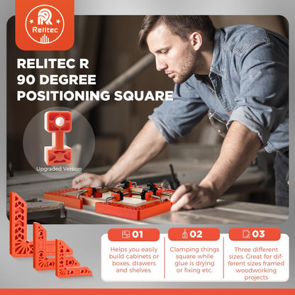 Relitec R 90 Degree Corner Clamp Clamping Square for Woodworking Positioning Squares Right Angle Clamp Tool Wood Clamps for Gluing Cabinets Picture - WoodArtSupply