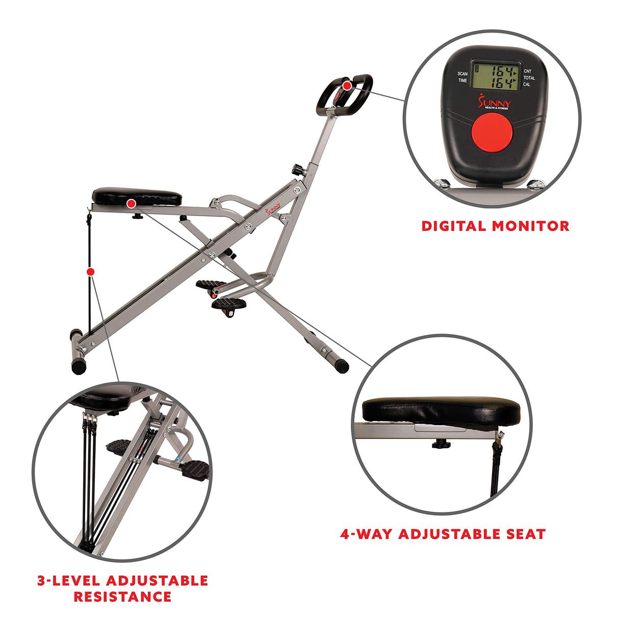 Sunny Health & Fitness Squat Assist Row-N-Ride™ Trainer for Glutes Workout with Online Training Video Sunny Health & Fitness