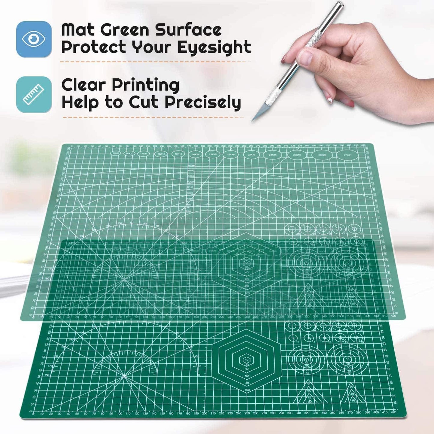 anezus Self Healing Sewing Mat, 12inch x 18inch Rotary Cutting Mat Double Sided 5-Ply Craft Cutting Board for Sewing Crafts Hobby Fabric Precision