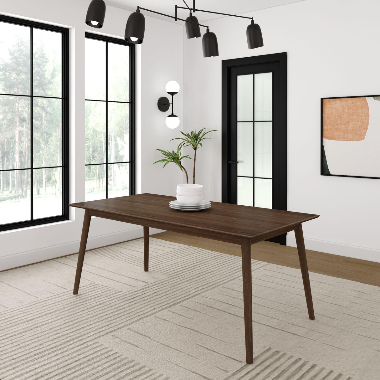 Plank+Beam 72 Inch Mid Century Modern Dining Table, Solid Wood Kitchen & Dining Room Table for 6, Minimalist Table for Dining Room, Rectangular Plank+Beam