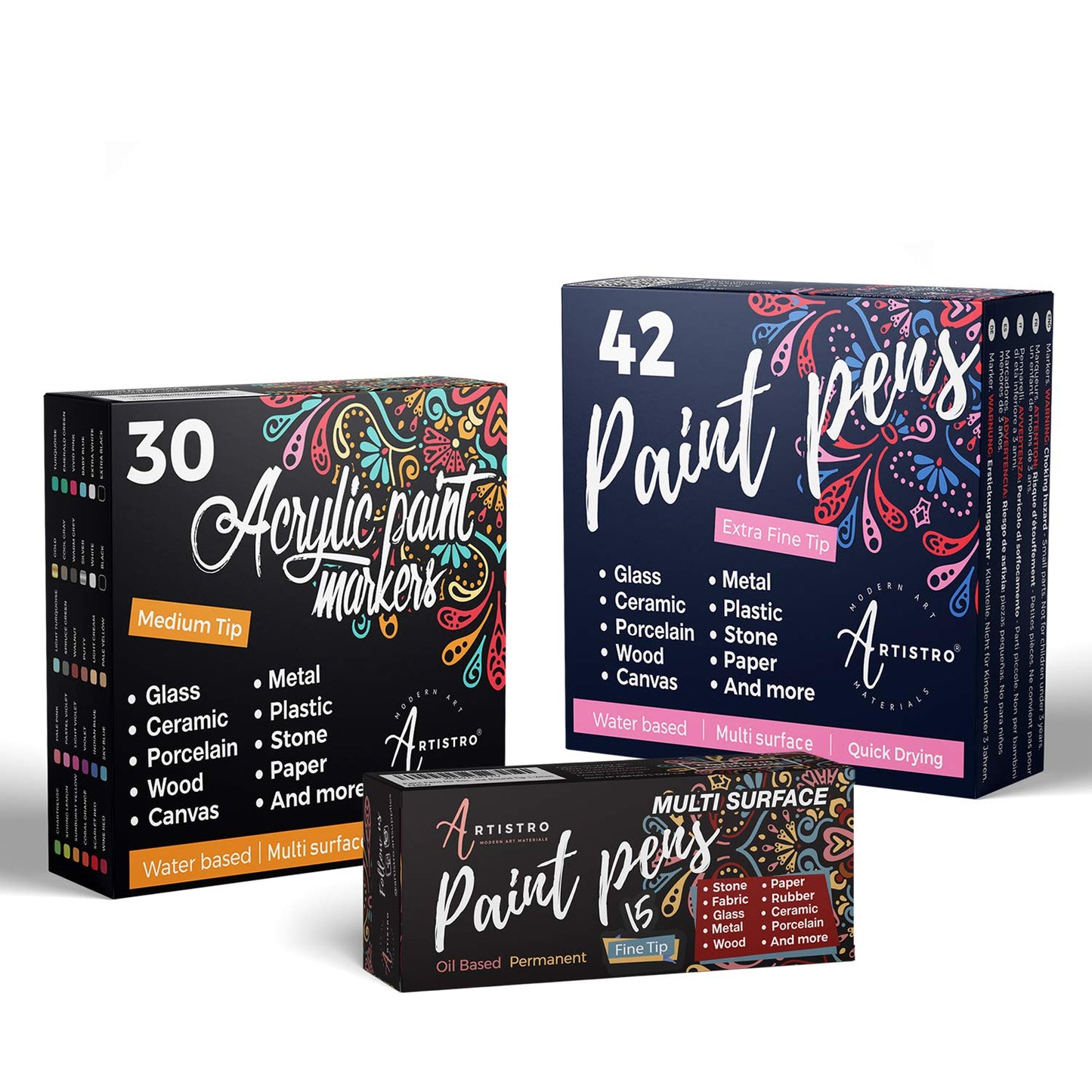 42 Artistro Cute Paint Pens 12 Metallic Markers Extra Fine 30 Fine